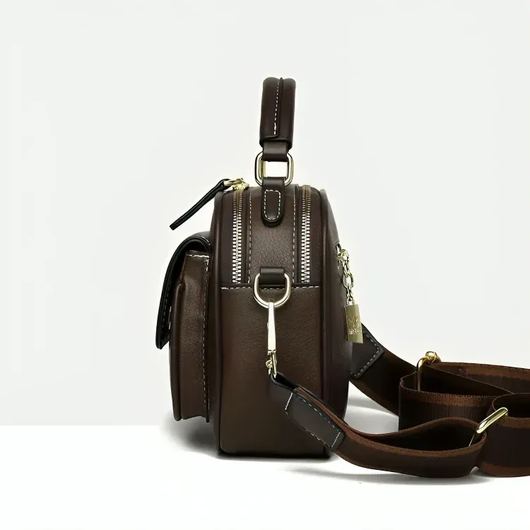 Duo Design double-layer shoulder bag with wide strap