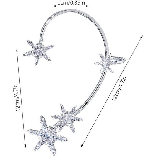 Snowflake Earrings Ear Hook Elegant Zircon No Pierced Ears