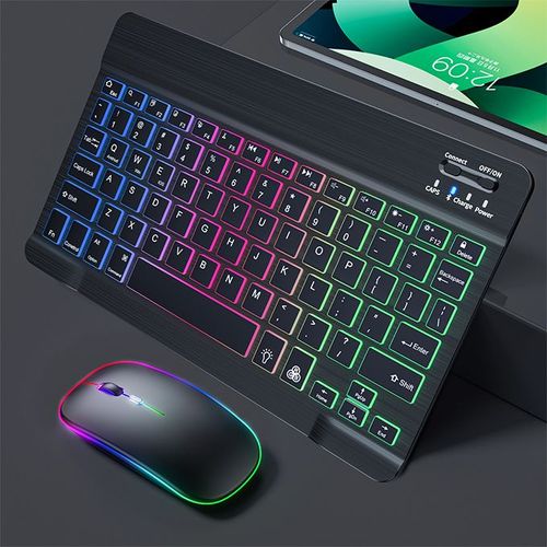 7-Color Light Wireless Keyboard And Mouse Set Rechargeable