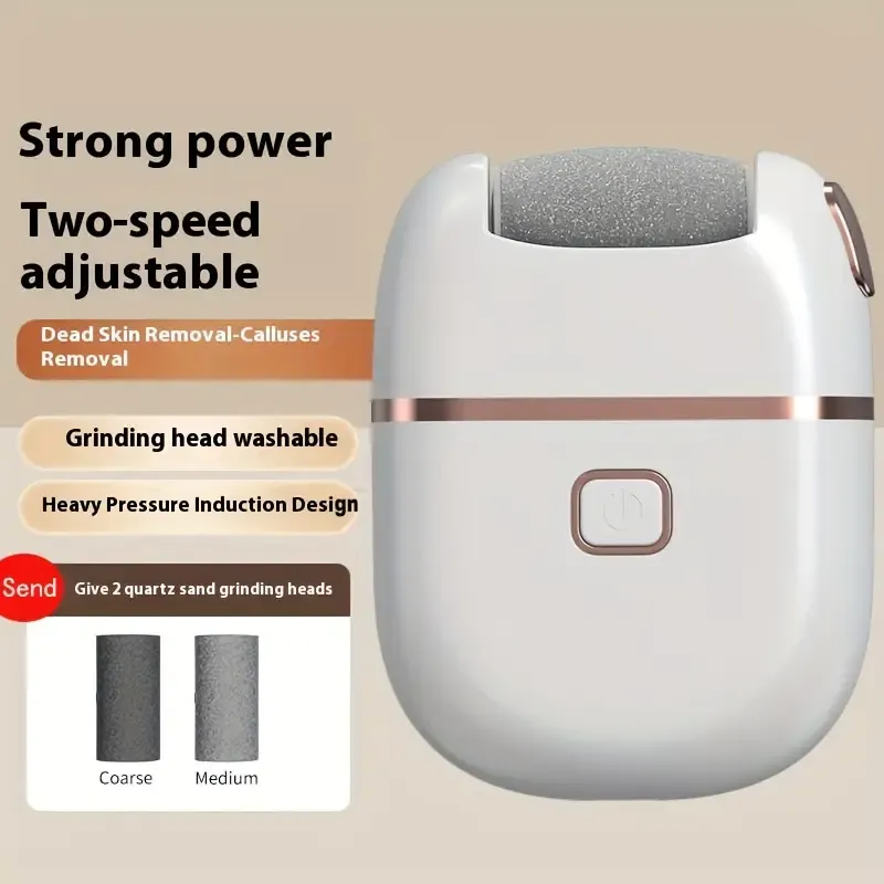Rechargeable 1pc Electric Foot Grinder - Portable USB Charging, Three Replaceable Grinding Heads for Thick Leather Polishing, Cracked & Dry Skin Care-White