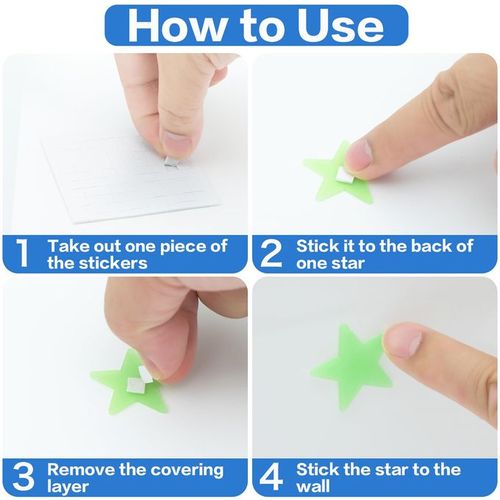 100pcs 3D Stars Glow In The Dark Wall Stickers Luminous