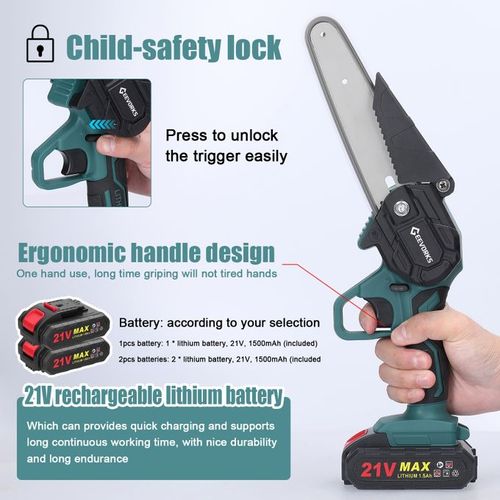 GEEVORKS 6inch Portable Electric Pruning Saws Rechargeable 1500mAh
