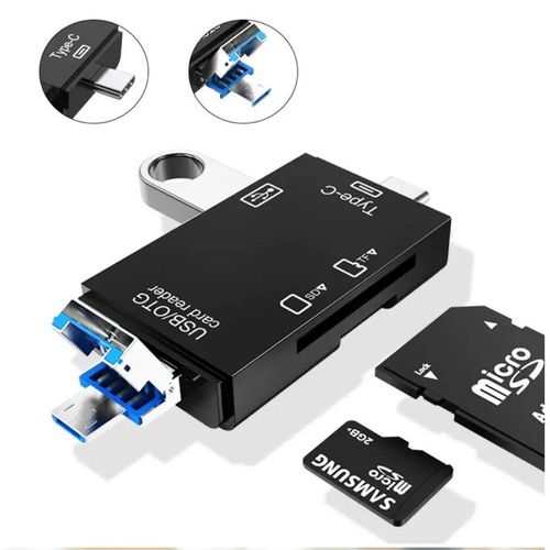 6In1 SD Card Reader TF Micro SD Memory Cards - OTG Adapter