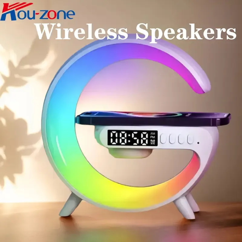 Wireless Speaker Wireless Charging Atmosphere Night Light Speaker Birthday Gift for Boyfriend, Girlfriend, Best Friend, Brother-White