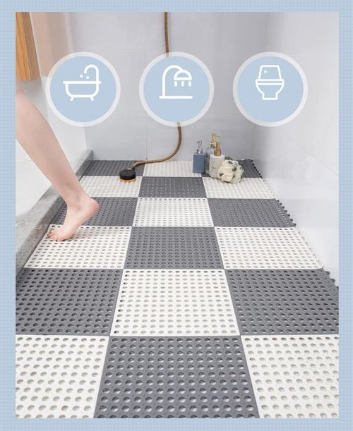 8Pcs Bathroom and Bathroom Splicing Non-Slip Mat Shower Waterproof Mat PVC Household Non-Slip MatHollow Anti-Slip Mat(30*30cm)
