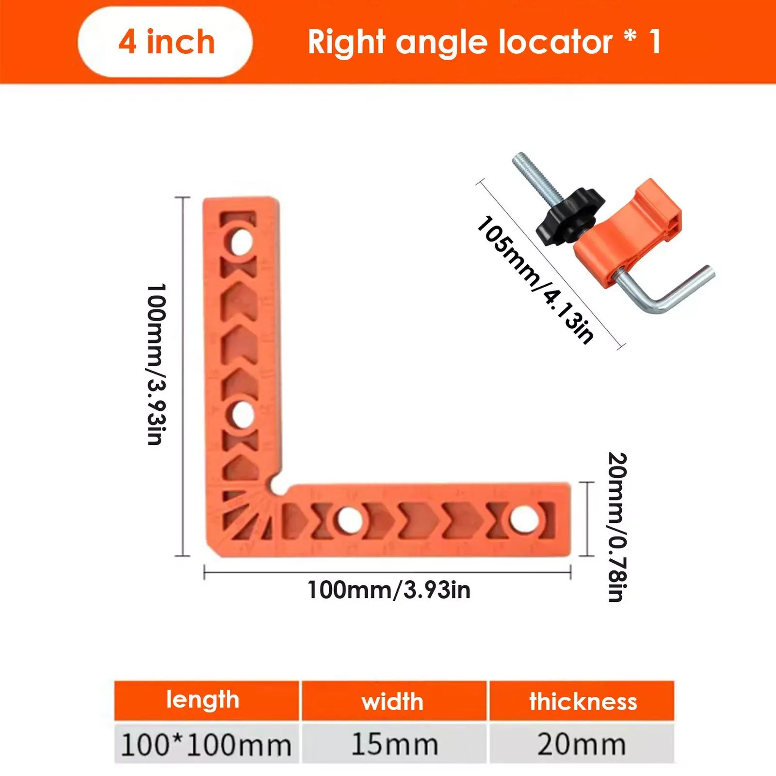 Right Angle Locator 90 Degree Ruler L Type(3 Inches*4+4 Inches*4+Locking Clips*8)