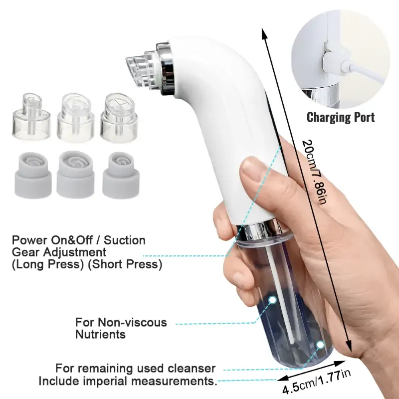 USB Rechargeable Blackhead Extractor – Long-Lasting & Portable Pore Vacuum for Flawless Skin, Easy Facial Cleansing & Pimple Removal
