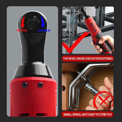 Cordless Electric Ratchet Wrench Set, 12V Power Ratchet Tool Kit With 2 Packs 2000mAh Lithium-Ion Battery And Charger