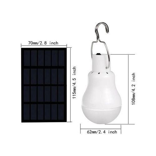 Portable Solar Light Bulb With Solar Panel Rechargeable