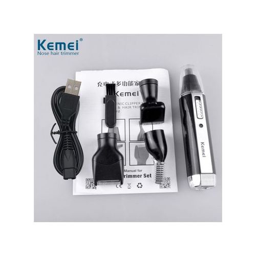 Kemei 4 In 1 Nose Hair Trimmer Eyebrow And Ear Hair - USB