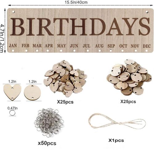 Wooden Birthday Reminder Calendar - Family Wall Hanging Birthday Calendar Board