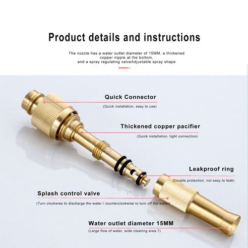 High Pressure Brass Water Hose Nozzle(4,6 gun + 4,6 connector)