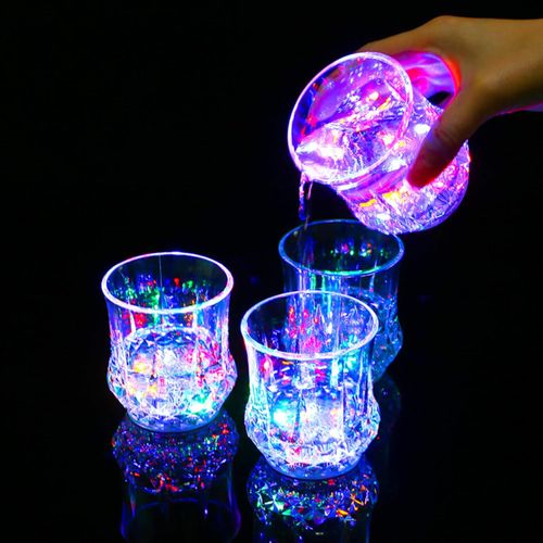 OSALADI Light Up Wine, 4 Pack Liquid Activated Flash Drinking Crystal Cups, Multicolor LED Glowing Wine Drinking Tumblers for Bar Party Decor