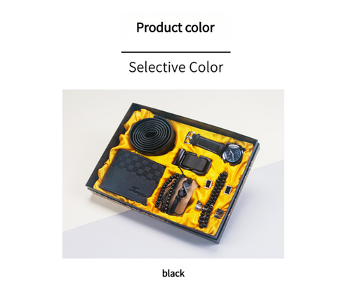 11-piece black high-end business men's watch gift box set wallet keychain bracelet companion gift Valentine's Day gift