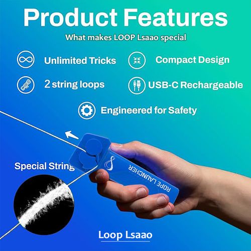 String Lasso Rope Launcher Glow in The Dark Loop Rope String Shooter Fidget Toy for Adults Party Gift (Blue)