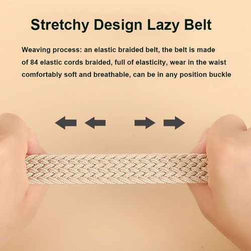 2 Pcs Belt Elastic Non-marking Braided No-punch Woven Versatile Balck Beige