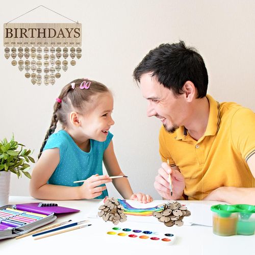 Wooden Birthday Reminder Calendar - Family Wall Hanging Birthday Calendar Board