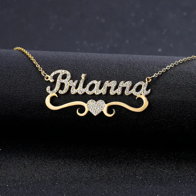 Sparkling Heart Name Necklace