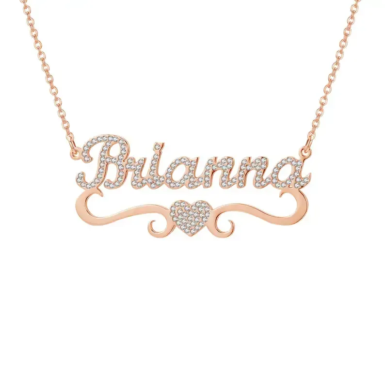 Sparkling Heart Name Necklace