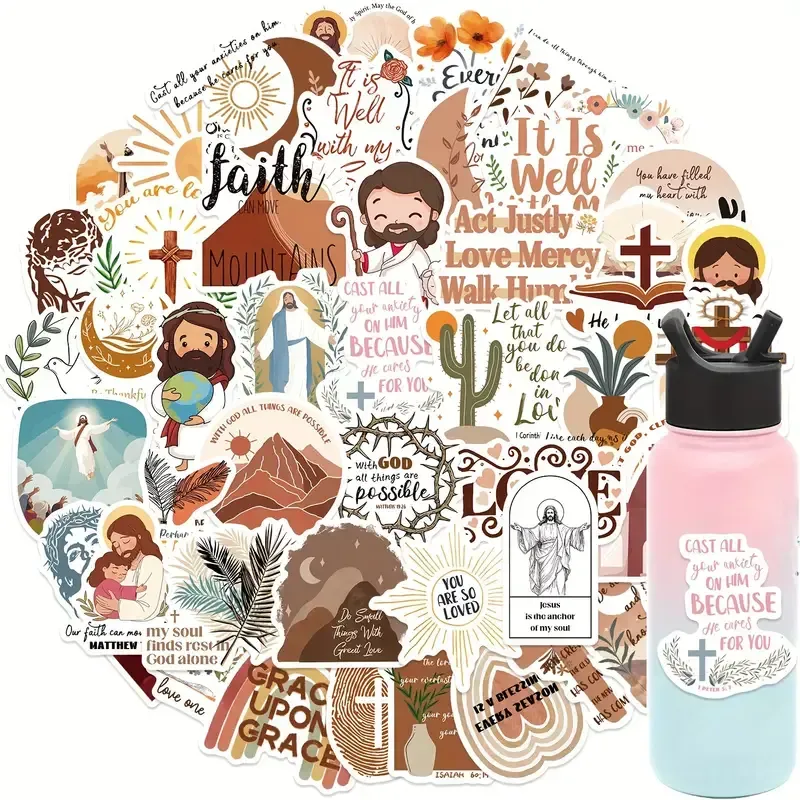 200pcs Jesus Christian Stickers for Journaling Bible Verse Jesus Faith Stickers for Vision Board Aesthetic Christian Gifts for Women Adults Laptop Scrapbook Religious Suppiles
