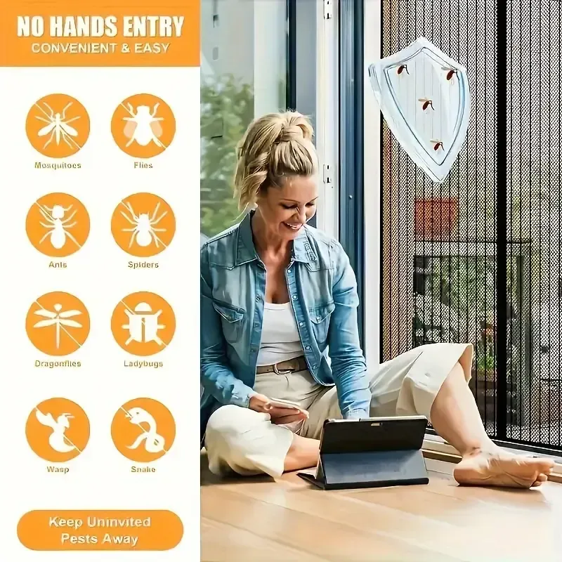 Stripe Soft Screen Window Curtain, Breathable Anti-Mosquito with Magnetic Closure, Easy to Clean, Suitable for 36x82 Inch Door