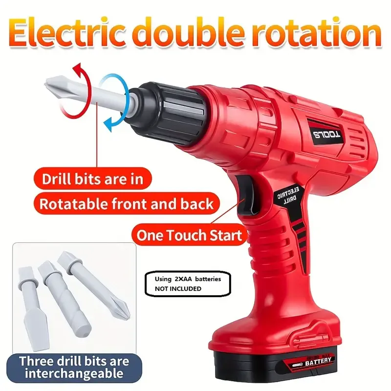Mini children's 39-piece simulation repair tool box toy set with electric drill and screwdriver tools for boys engineering repair box Christmas gift (batteries not included)