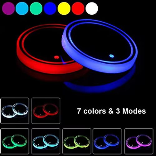 Decorative Lights 7 Colors LED Car Cup Holder Lights for Coasters