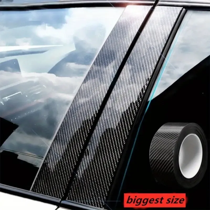 5D Carbon Fiber Reflective Automotive Tape: High-Gloss, Scratch-Resistant, Self-Adhesive Safety Protection for Car Door Sills and Mirrors - Weatherproof Finish, 2.76x118.11 inch Pack