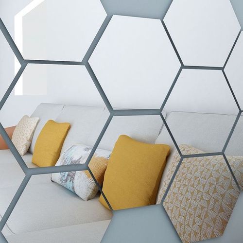 24PCS Acrylic Mirror Wall Sticker Reflective Self-adhesive Hexagon Home Decorations