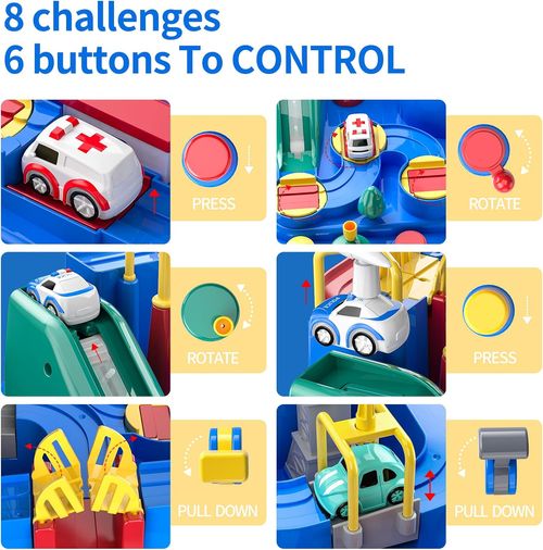 Kids Toys for 3 4 5 6 7 8 Year Old Boys Girls Race Track Car Adventure Toys for Boys Age 3, City Rescue Car Toys for Toddlers 2-4 Years, Educational Christmas Birthday Gifts