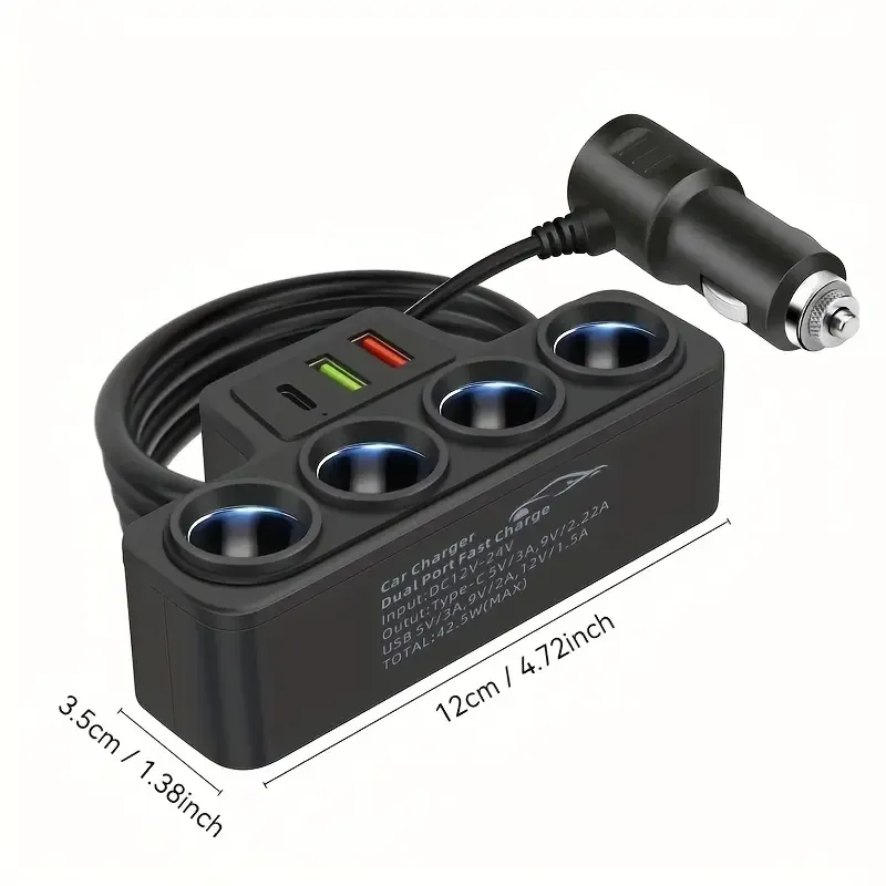 2PCS Universal Car Charger Featuring One to Four QC3.0 And USB