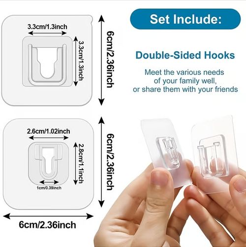 10 Pairs Transparent Double-sided Adhesive Wall Hooks