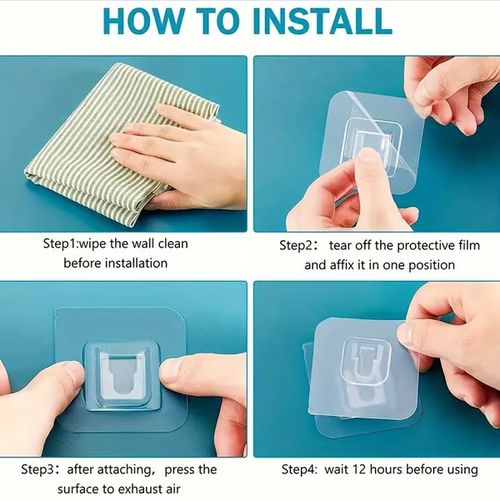 10 Pairs Transparent Double-sided Adhesive Wall Hooks