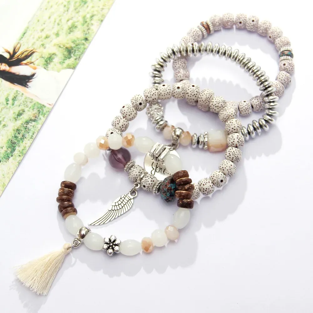 4 PCS Bohemian Beaded Bracelets
