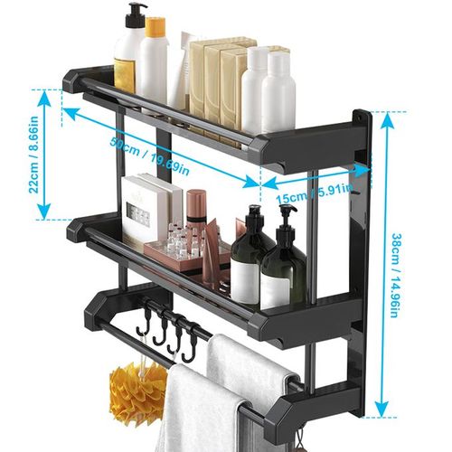 Bathroom Rack Wall-mounted Towel Rack- Double Layer - 50cm