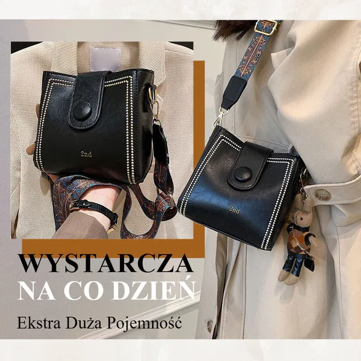 Vintage Bag with Adjustable, Wider Shoulder Strap （Black）
