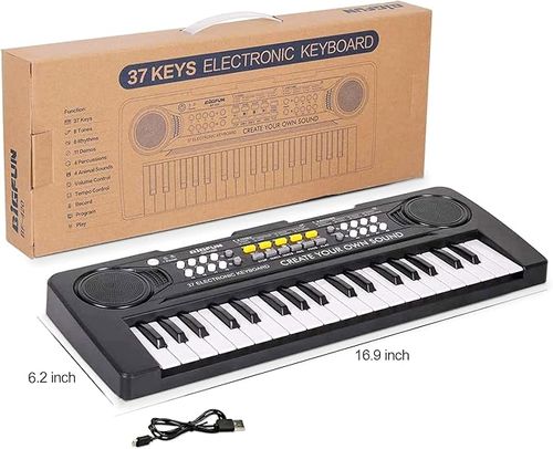 Kids Keyboard Piano, 37 Key Portable Electronic Piano for Kids, Digital Music Piano Keyboard Educational Toys for 3 4 5 6 7 8 Year Old Girls Boys (Black)