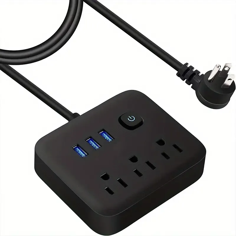 Power Strip Surge Protector, 3 AC Outlets 3 USB 1 Power Button