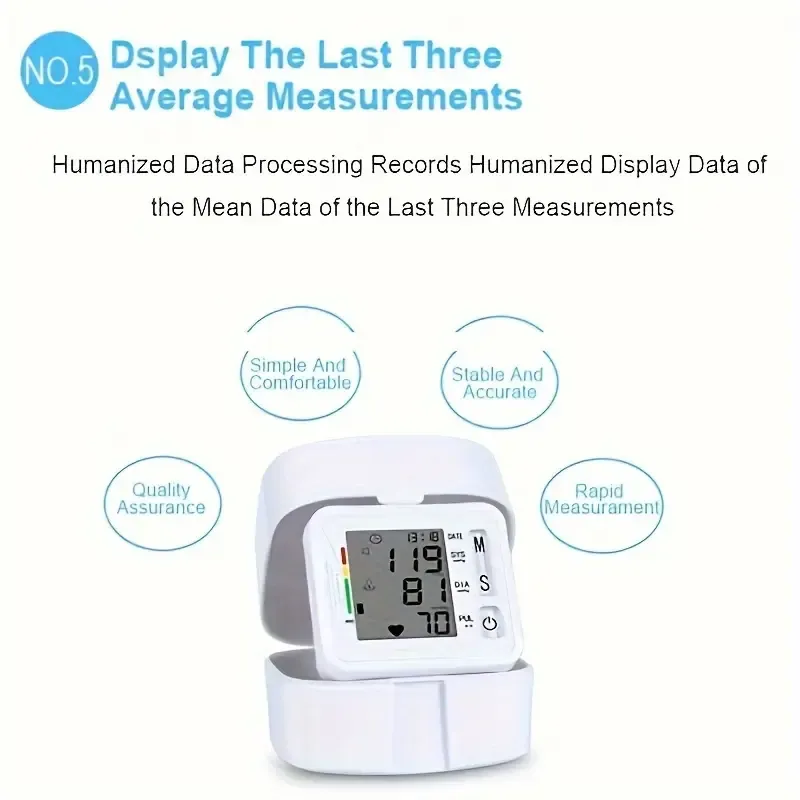 TAIKON W01 Digital Blood Pressure Monitor with Pulse Rate Detection - Easy-to-Use Wrist Cuff