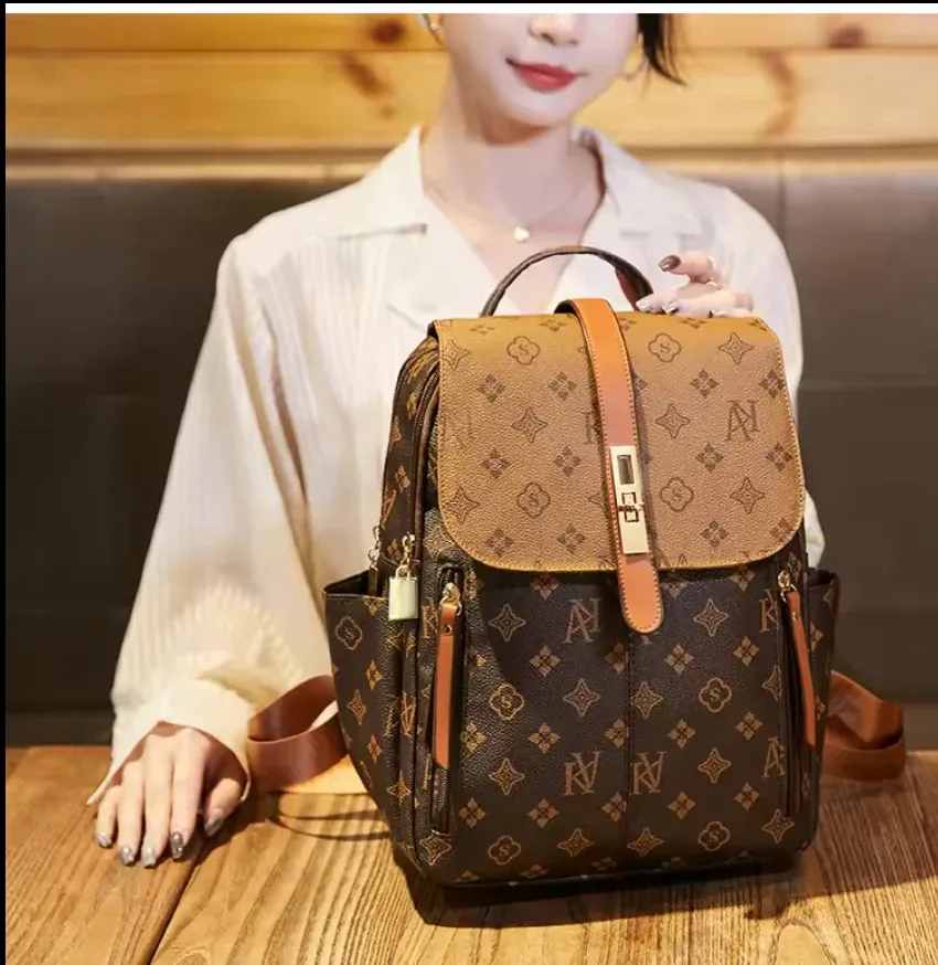 Backpack women 2024 new style trendy fashion print large capacity travel backpack classic retro casual commuter women's bag
