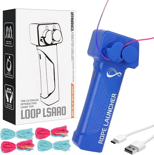 String Lasso Rope Launcher Glow in The Dark Loop Rope String Shooter Fidget Toy for Adults Party Gift (Blue)