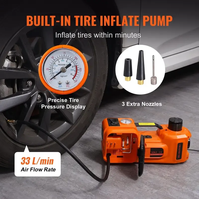 5 Ton Electric Car Jack - Portable Hydraulic Lifting System with 11023 LBS Capacity, Built-in Inflatable Pump, LED Light, and Easy Tire Changing for SUV, MPV, Sedan, Truck, and Garage Repair