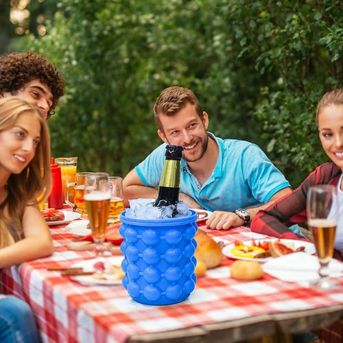 Oval ice Ice Cube Mold Ice Trays,Large Silicone Ice Bucket,(2 in 1) Ice Cube Maker,Round,Portable,For Frozen Whiskey,Cocktail,Beverages