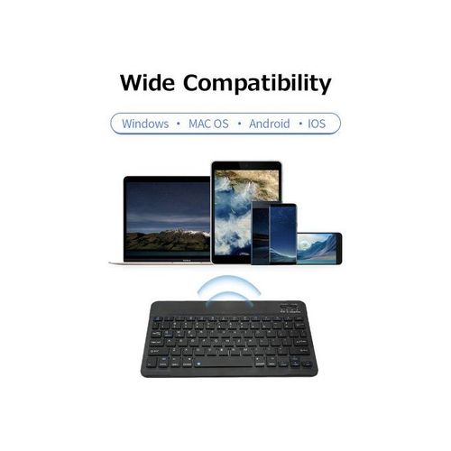 10inch BT Rechargeable Mini Keyboard Mouse Combo 78 Keys