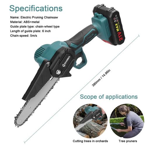 GEEVORKS 6inch Portable Electric Pruning Saws Rechargeable 1500mAh