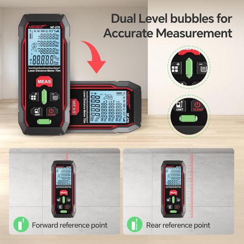 70m laser distance meter with bubble level distance measuring tool digital ruler