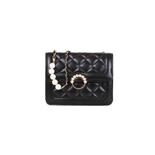 2024 Fashionable New Pearl Chain Bag Casual Shoulder Bag Solid Color Messenger Bag Diamond Small Square Bag Women's Bag