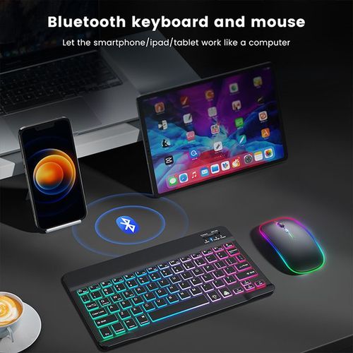 7-Color Light Wireless Keyboard And Mouse Set Rechargeable
