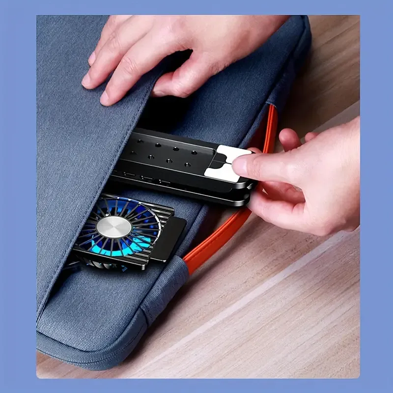 Portable Laptop Cooling Pad - Compact Foldable Design with High-Performance Radiator, Silent Fan, and Adjustable Bracket - Universally Compatible with Macbook, Tablet, and Notebook, Ergonomic Stand, and Space-Saving Table Design for Enhanced Productivity