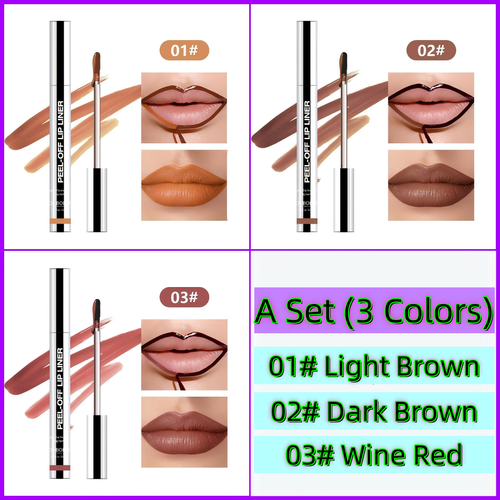 3 Pcs Lip Liner,Stay Non Peel Off Lip Line Tattoo,Peel Off Lip Liner Stain, Show Lip Color Does Not Take Off Makeup,Outlines Lip Shape Lip Stain (3Mixcolor)